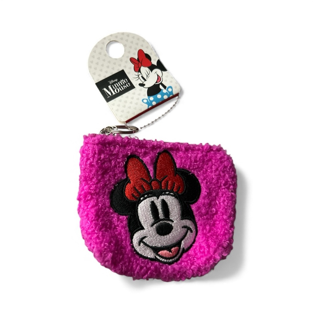 Disney Minnie Mouse Furry Coin Purse Collection - Black, Gray, Red & Pink.